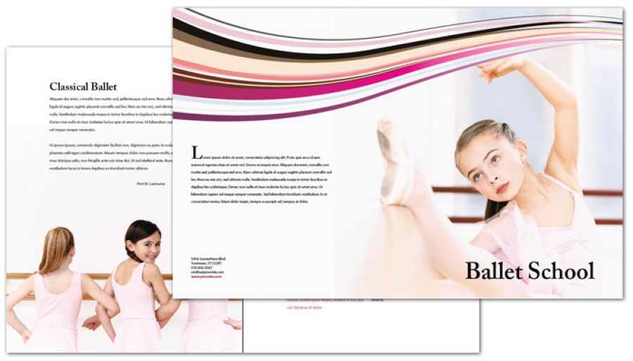 Ballet Dance School Half Fold Brochure Design Layout
